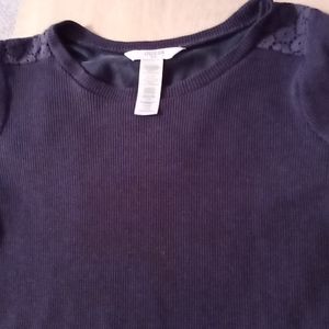 Blue Long Sleeve Shirt With Lace